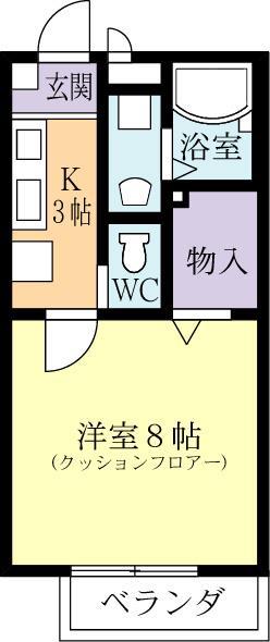 メイプルコート(1K/1階)の間取り写真