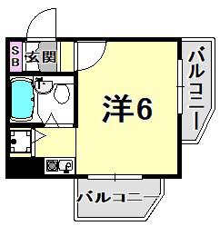 ペイサージュサンコー(1K/2階)の間取り写真