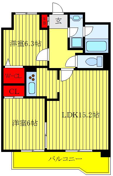 クレスト王子I(2LDK/5階)の間取り写真