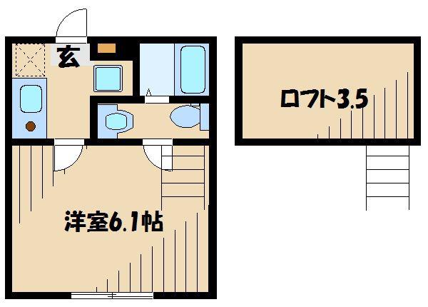 カーサ古淵(1K/2階)の間取り写真