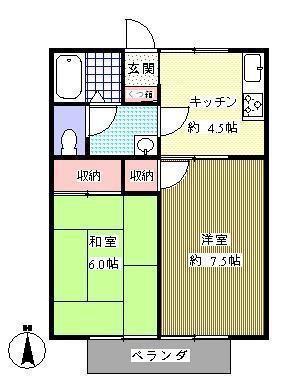 フルハウスコーポ(2DK/1階)の間取り写真