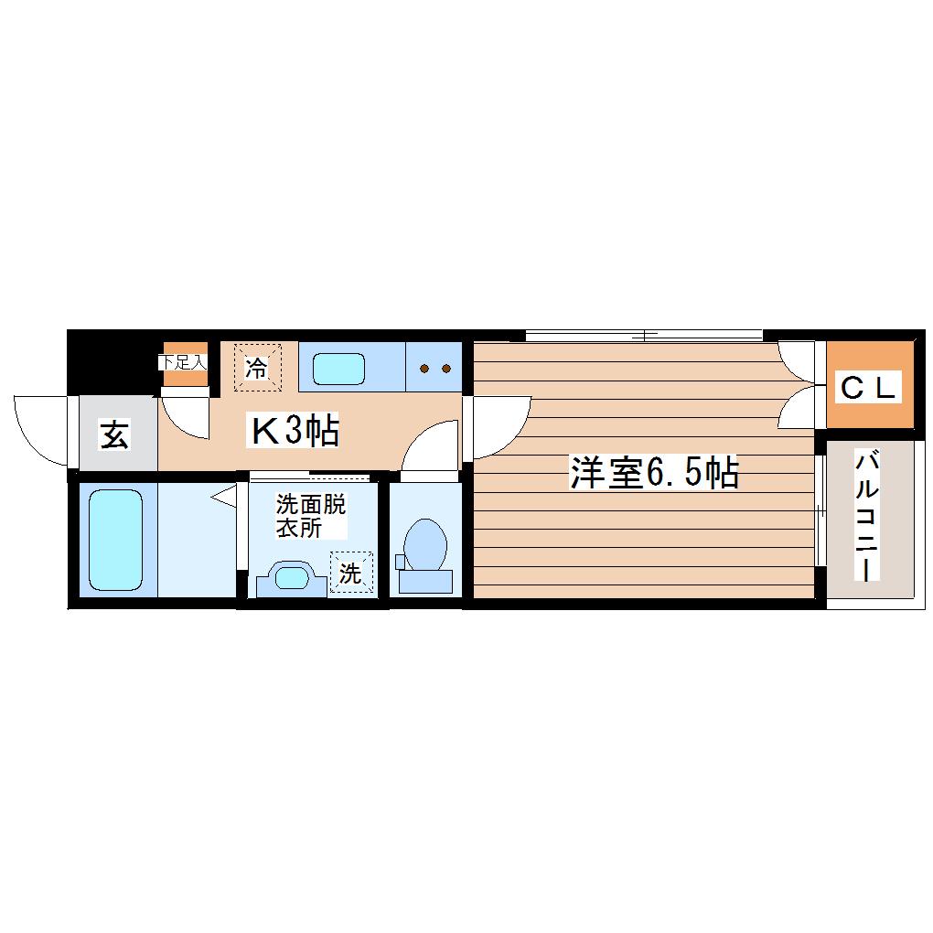 メゾンエスポワール長町(1K/2階)の間取り写真