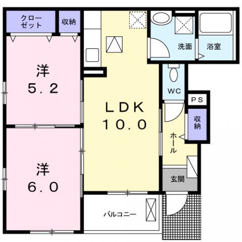 プランドル・レーヴ Ⅲ(2LDK/1階)の間取り写真