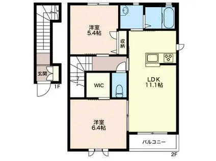 ル ヴァンII(2LDK/2階)の間取り写真