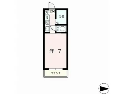 ソアールⅡ(1K/4階)の間取り写真