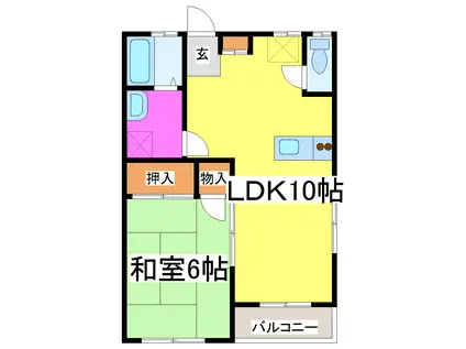 コーポさつき(1LDK/1階)の間取り写真