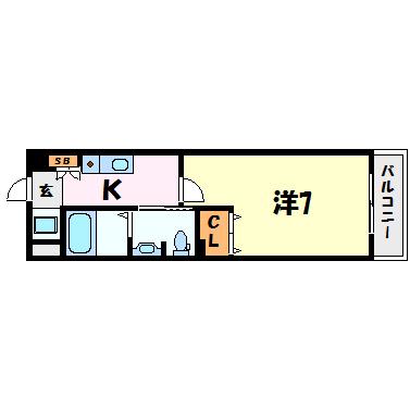 メゾンドシュシュ立花(1K/3階)の間取り写真