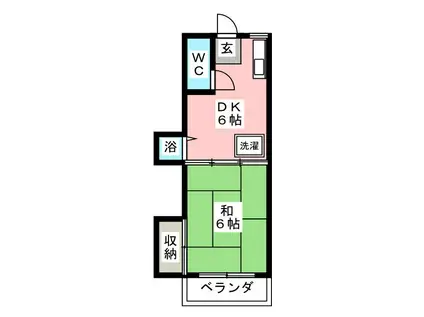 富士荘(1DK/2階)の間取り写真
