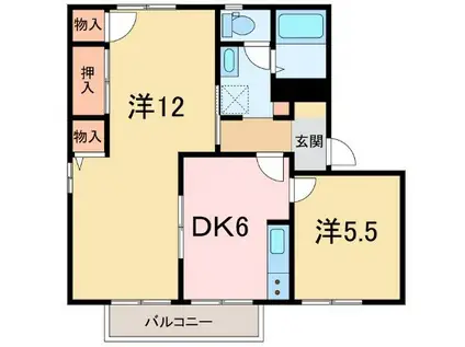 ヴィラ新須賀 C(2DK/1階)の間取り写真