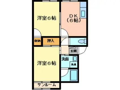 メイプルハウス藤ヶ丘(2DK/1階)の間取り写真