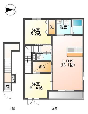 ポローニアII(2LDK/2階)の間取り写真