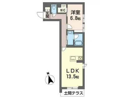 ブルーム ガーデン(1LDK/1階)の間取り写真