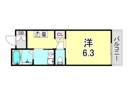 TENTHREE神戸長田(1K/2階)の間取り写真