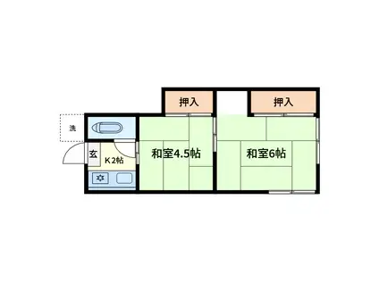 加瀬荘(2K/1階)の間取り写真