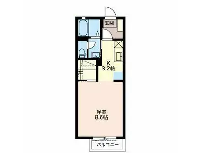 マーガレットA(ワンルーム/1階)の間取り写真