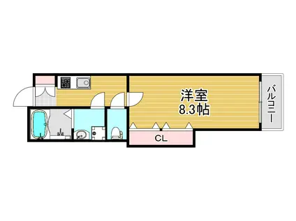 クレア大和田(1K/3階)の間取り写真