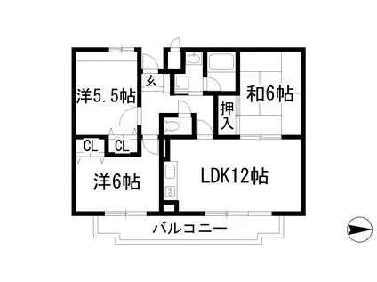 ベルクオーレ上池田(3LDK/3階)の間取り写真