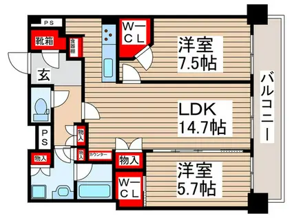 パークシティ柏の葉キャンパス ザ・ゲートタワー(2LDK/35階)の間取り写真