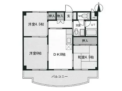 サンハイツふじ(3DK/2階)の間取り写真
