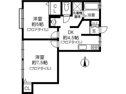 箕面グリーンマンション(2DK/2階)の間取り写真