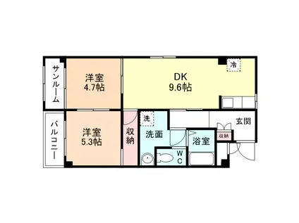 ネオサイトタカムラA棟(2DK/3階)の間取り写真
