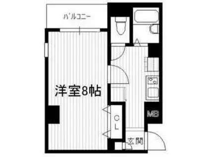ブロッサムコート文京(1K/4階)の間取り写真