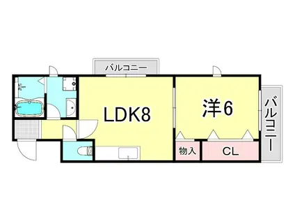 アリアンナ武庫之荘(1LDK/2階)の間取り写真