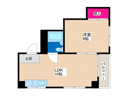 グランドハイツ加美東(1LDK/1階)の間取り写真