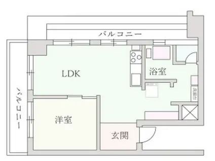 麻布永坂レジデンス(1LDK/7階)の間取り写真