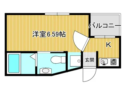 アバンサール遠里小野(1K/2階)の間取り写真
