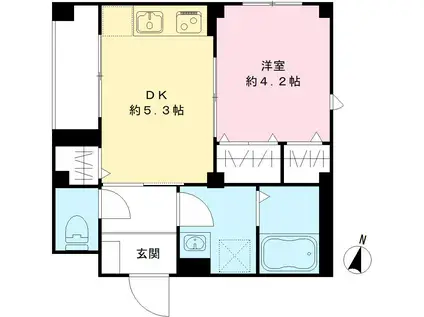 エミル新宿(1DK/1階)の間取り写真