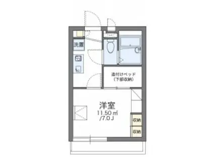 レオパレスインターセクション(1K/1階)の間取り写真