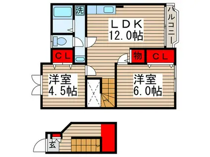 アルカディアI(2LDK/2階)の間取り写真