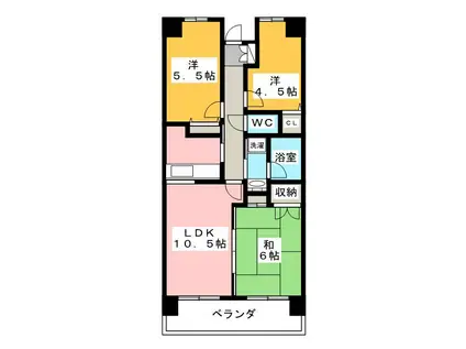 メインステイ関町(3LDK/6階)の間取り写真