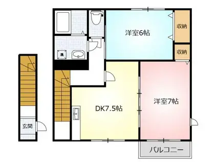 メゾンドアンソレー(2DK/2階)の間取り写真