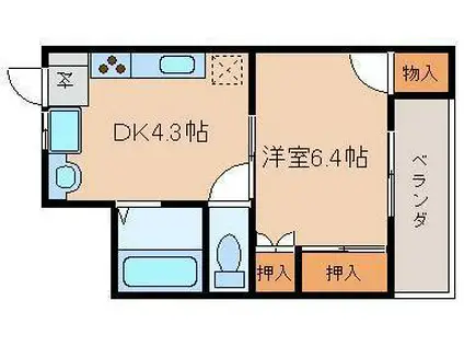 ABEビル(1DK/6階)の間取り写真