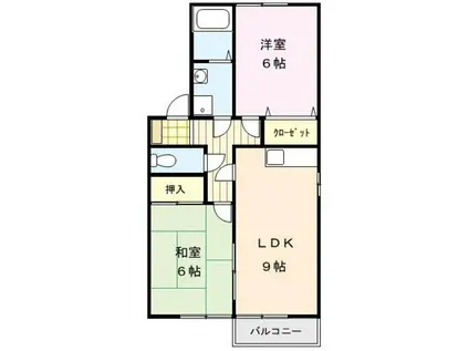 ガーデニアII(2LDK/1階)の間取り写真