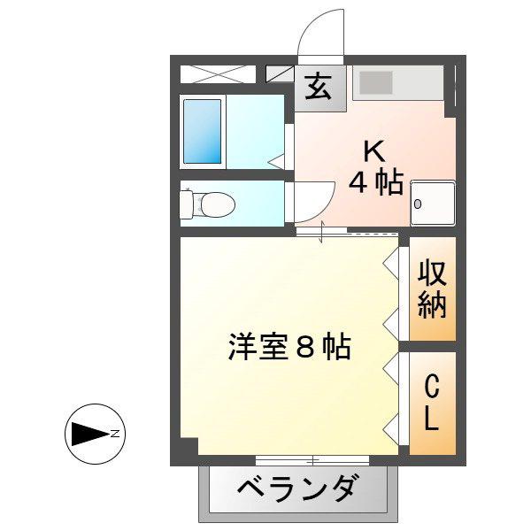フォンターナ C(1K/2階)の間取り写真