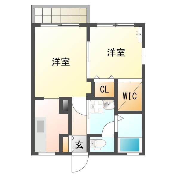 グランフォルト(1LDK/2階)の間取り写真