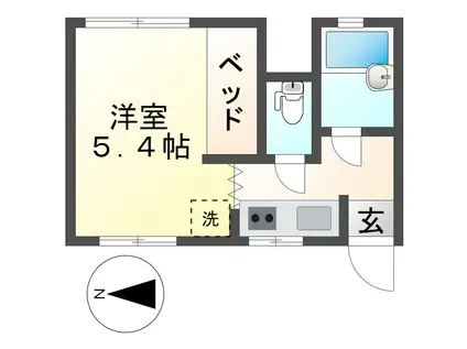 ブル・マリーノ(1K/2階)の間取り写真
