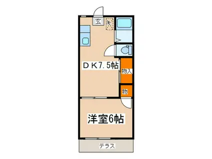 生田ハイツ(1DK/1階)の間取り写真