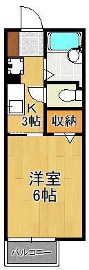 ヴァンベールHATANOPURE I(1K/2階)の間取り写真