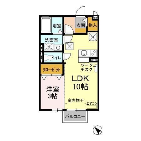 ルミエール(1LDK/1階)の間取り写真
