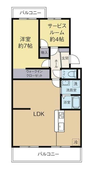フローラ蜆塚II(1SLDK/4階)の間取り写真