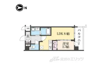 アドバンス京都クラッセ(1LDK/6階)の間取り写真