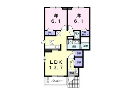 陽和 II(2LDK/1階)の間取り写真