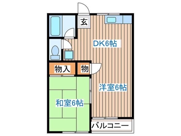 コーポミヤマ(2DK/2階)の間取り写真