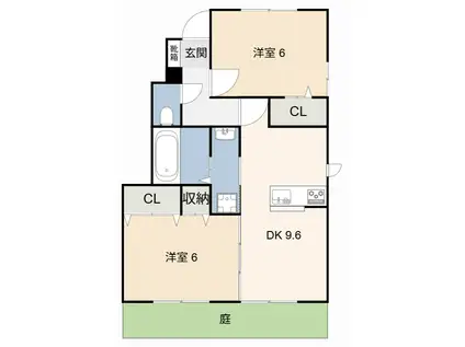 グランディールB(2DK/1階)の間取り写真