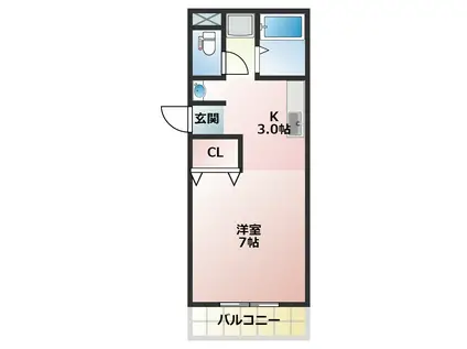 パティオ新別府(ワンルーム/3階)の間取り写真