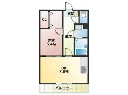 ガーデンコート平松AP(1DK/1階)の間取り写真
